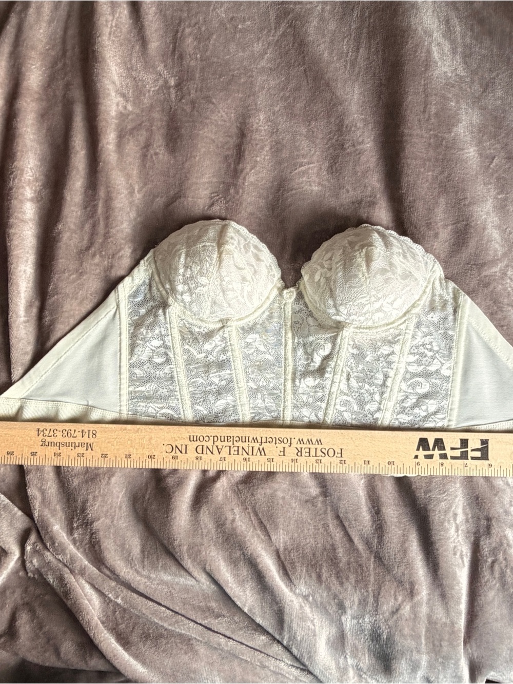 Vintage Carnival White Lace Longline Strapless Bustier Bra Corset Size 32B 32C - Picture 6 of 10
